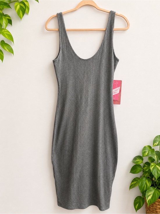 Heart Hips Dresses & Skirts - Heart Hips Gray Ribbed Midi Tank Dress